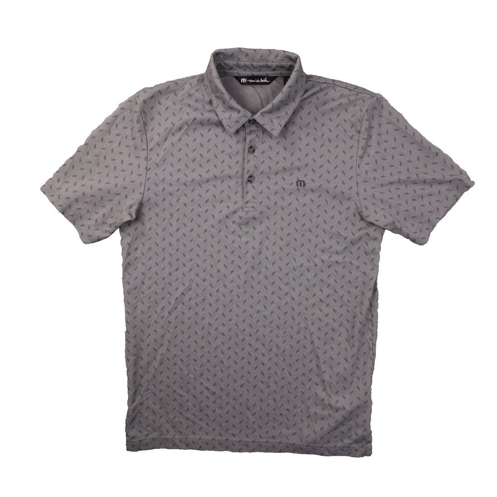 Travis Mathew Grey Printed Short Sleeve Polo Shirt Men's Small Geometric Golf